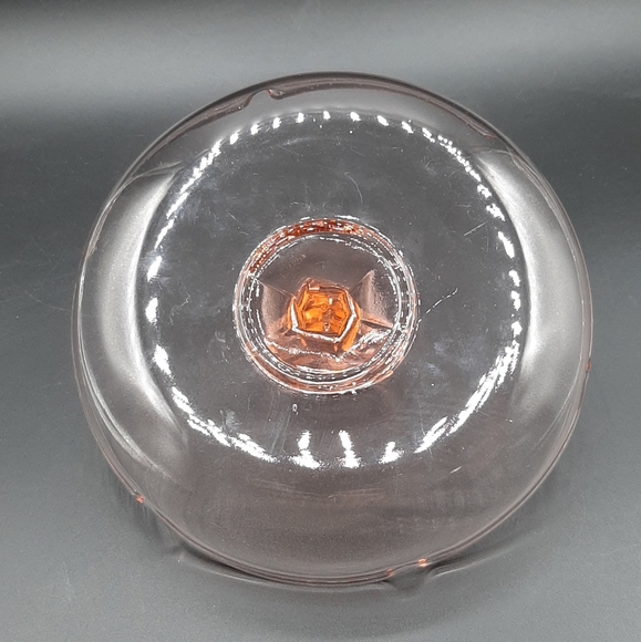 Vintage LE Smith Depression Pink Glass Dish Heart Handle Candy Nut Collectible - Picture 6 of 6